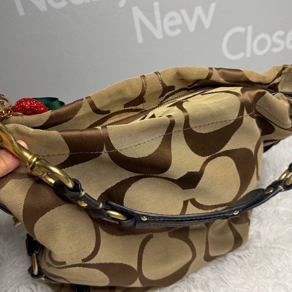 y2k COACH Black Brown Carly Large Hobo Signature Shoulder Bag Purse - Picture 6 of 16